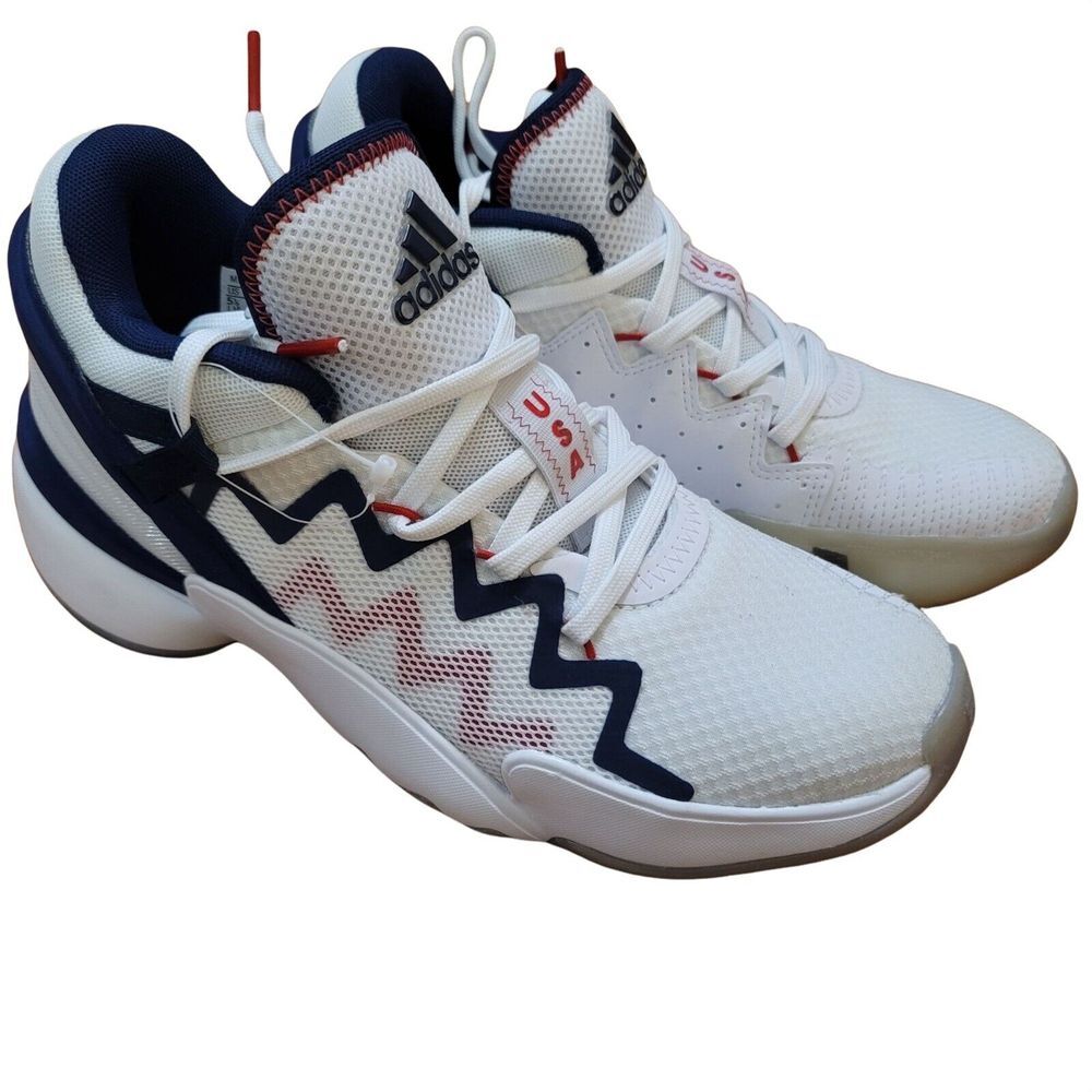 Adidas Men's White & Navy Performance Basketball Shoes